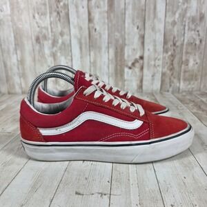 Vans Old Skool Red Suede Canvas‎ Skate Shoes Women's 7.5 Men's 6